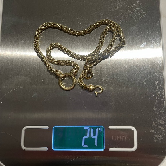 David Yurman 18k Yellow Gold 17” 4mm Wheat Chain Diamond Donut Necklace - Picture 15 of 15